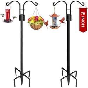 Double Shepherds Hooks for Outdoor, 2-Pack Heavy Duty Garden Pole